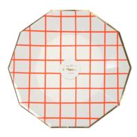 Neon Coral Grid Large Plates