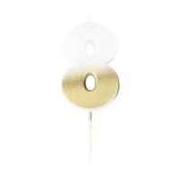 Gold Ombre 8 Number Birthday Candle