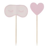 Pink Eye Mask & Heart Pamper Party Cupcake Toppers