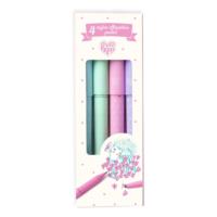 4 Pastel Erasable Pens with Clip Caps & Erasers